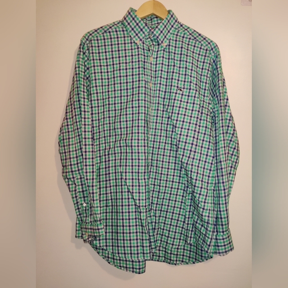 Vineyard Vines Other - Vineyard Vines Slim Fit Tucker Shirt Plaid Green Blue Cotton Long Sleeve Mens LG